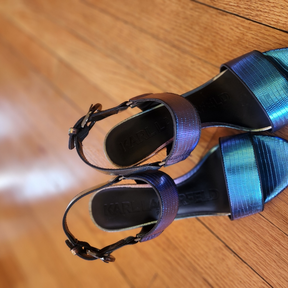 Karl Lagerfeld Blue and Black Women's Sandals